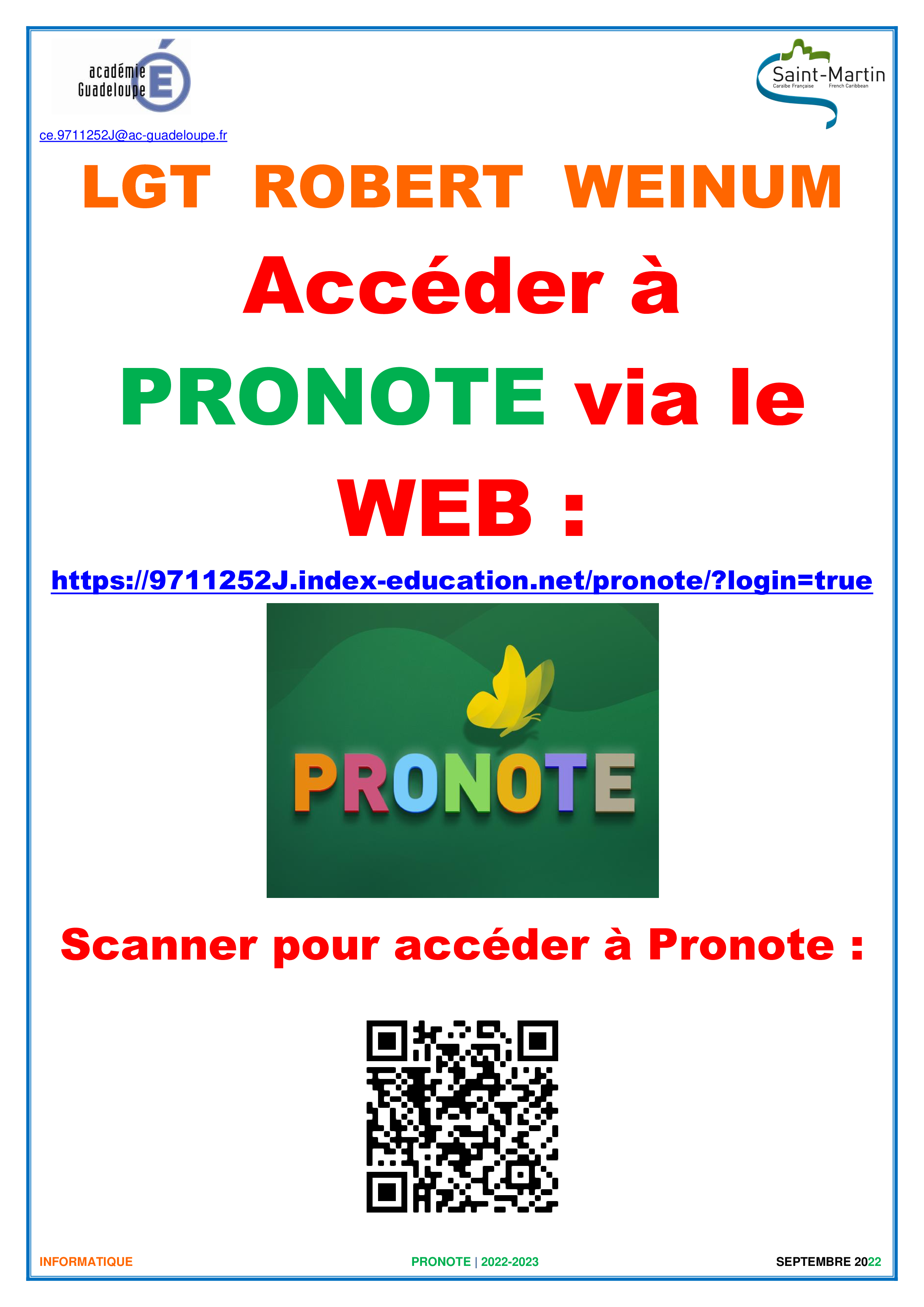 Protocole de Connexion Pronote – Cité Scolaire Robert WEINUM Lycée